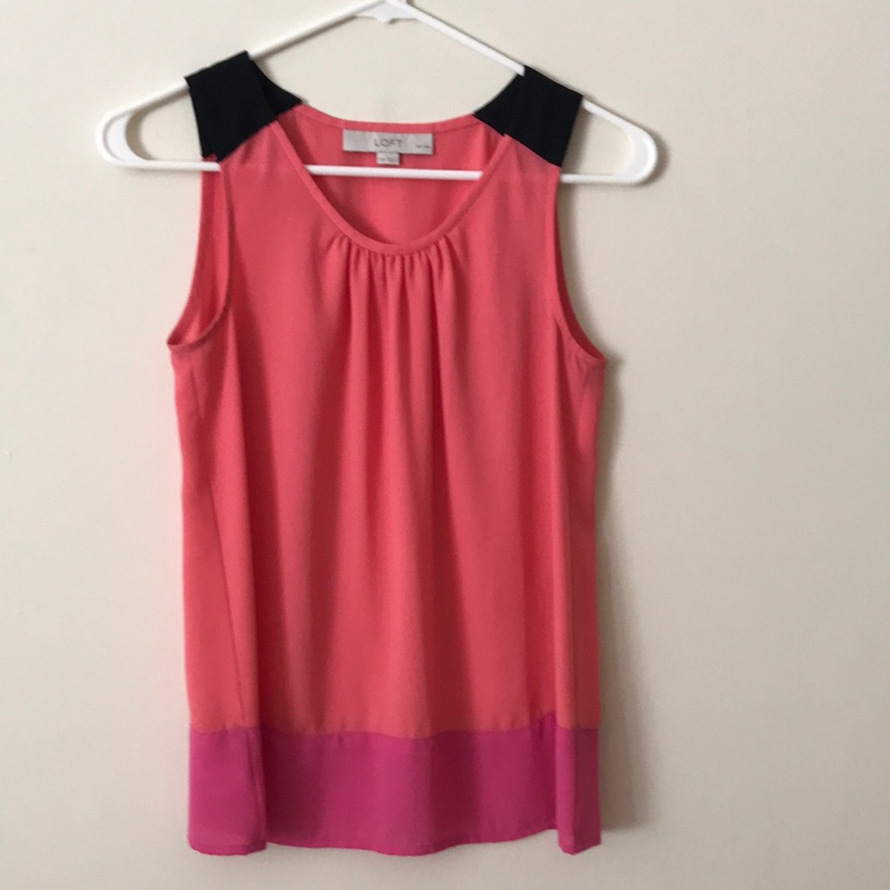 Pink colorblock sleeveless Loft top xxsp